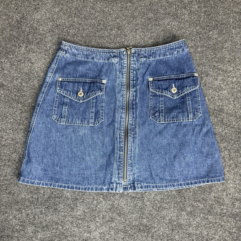 Vintage Express EXP French de Luxe Denim Mini Skirt Size 11/12 Y2K Zip Front